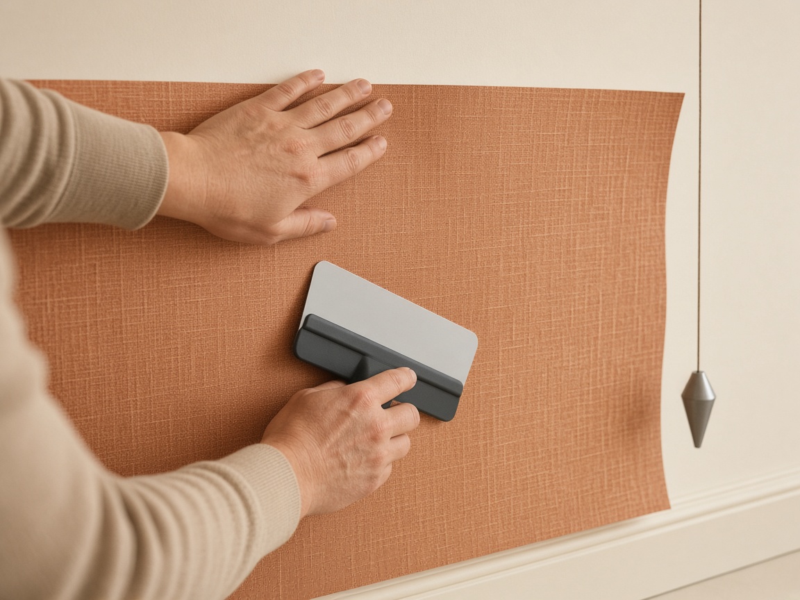 Linen wall covering hung on a skim-coated West Newton wall